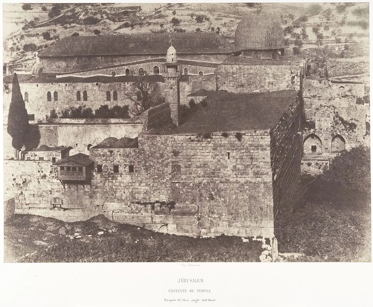 Jérusalem, Enceinte du Temple, Mosquée El-Aksa, angle Sud-Ouest — Imprimerie photographique de Blanquart-Évrard, à Lille|Auguste Salzmann