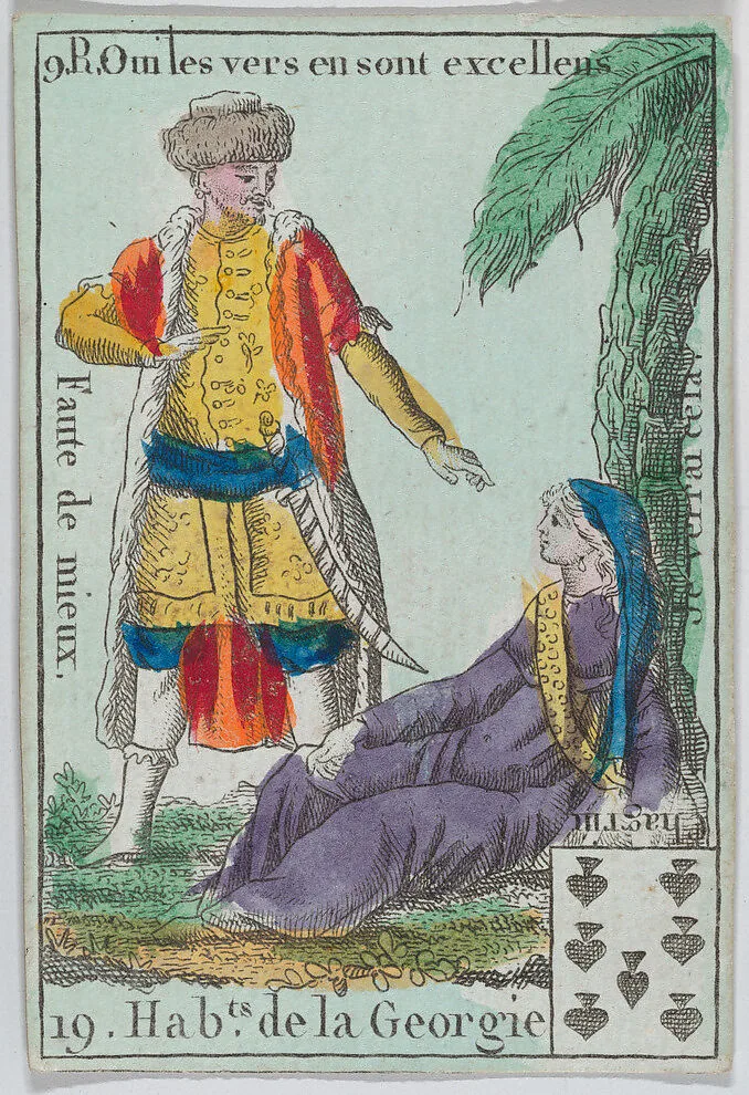 Hab.ts de la Georgie from playing cards "Jeu d'Or" — Anonymous, French, 18th century