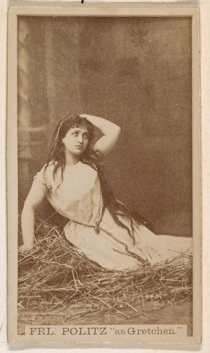 Frl. Politz as Gretchen, from the Actresses series (N245) issued by Kinney Brothers to promote Sweet Caporal Cigarettes — Kinney Brothers Tobacco Company