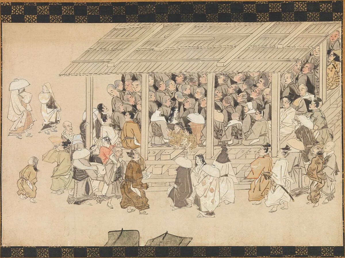 一遍上人絵伝「遊行上人縁起絵」 断簡|A Nenbutsu Gathering at Ichiya, Kyoto, from the Illustrated Biography of the Monk Ippen and His Disciple Ta'a (Yugyō Shōnin engi-e) — Unknown