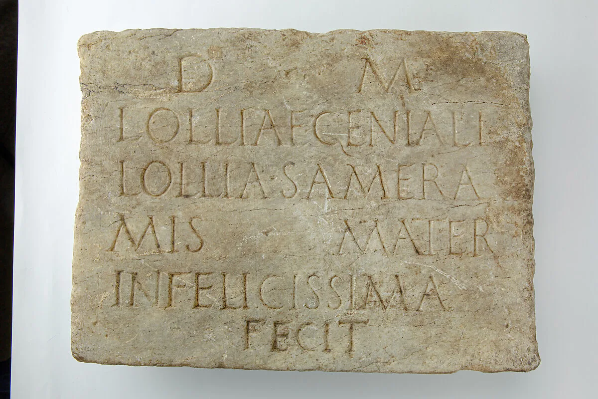 Marble plaque with funerary inscription — Unknown