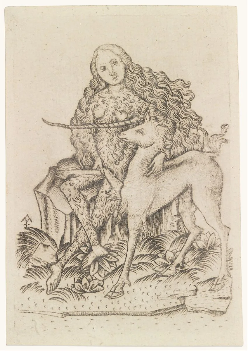 Playing Card, with Wild Woman and Unicorn — Master ES
