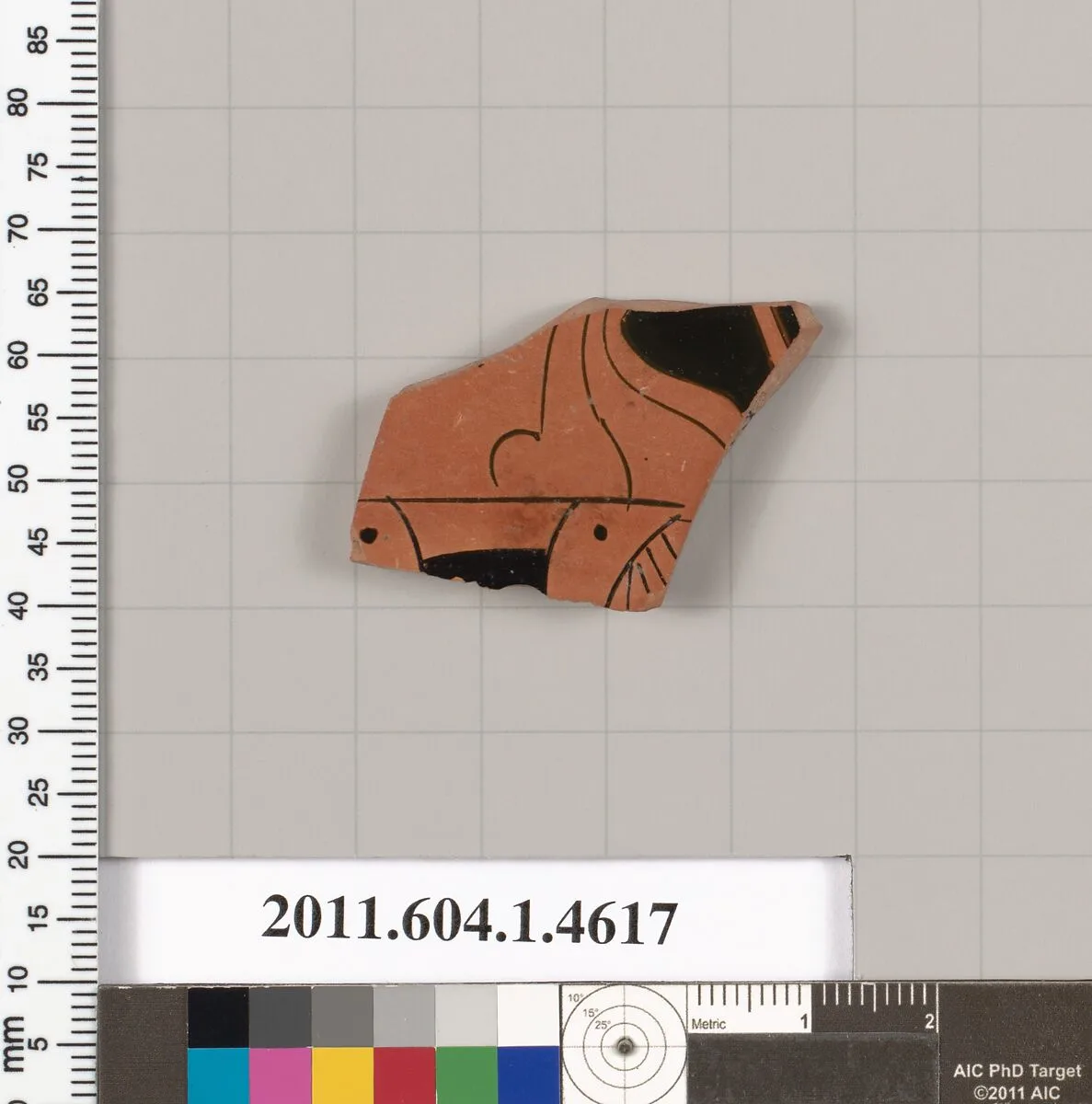 Terracotta fragment of a kylix (drinking cup) — Makron