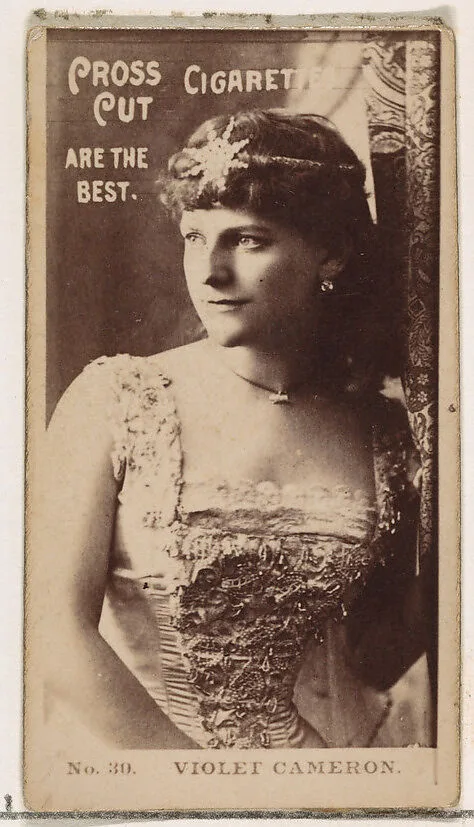 Card Number 30, Violet Cameron, from the Actors and Actresses series (N145-2) issued by Duke Sons & Co. to promote Cross Cut Cigarettes — W. Duke, Sons & Co.