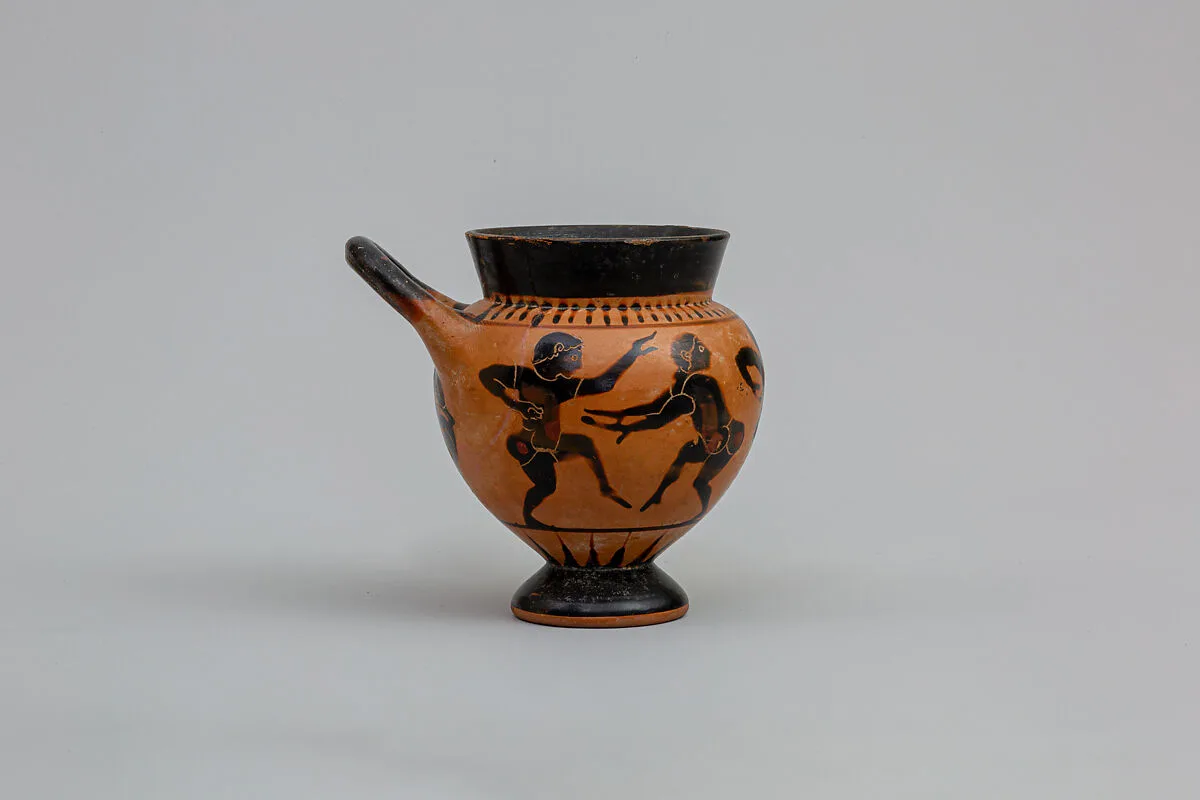Terracotta one-handled drinking cup — Inscription Painter