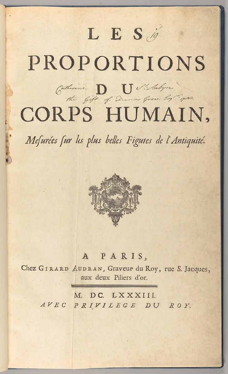 Les proportions du corps humain, mesurées sur les plus belles figures de l'antiquité — Girard Audran