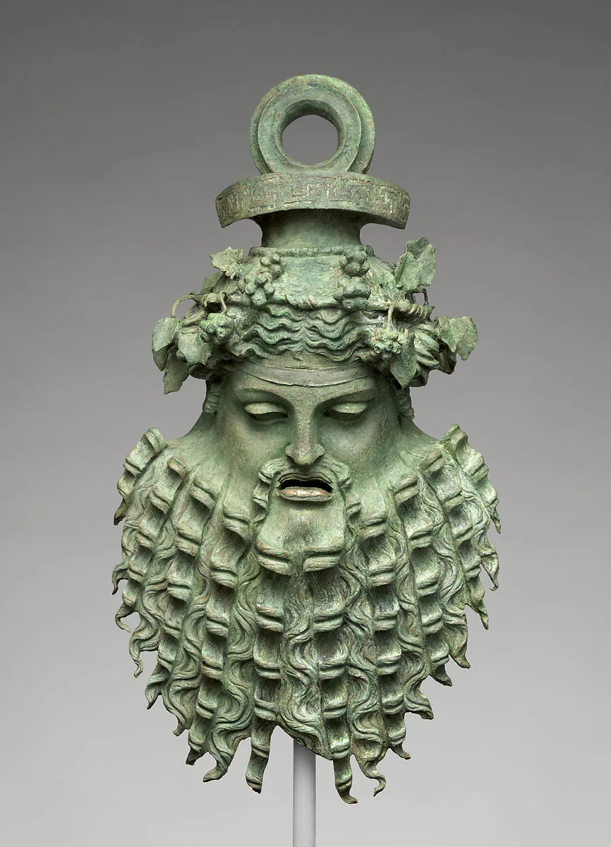 Bronze handle attachment in the form of a mask — Unknown