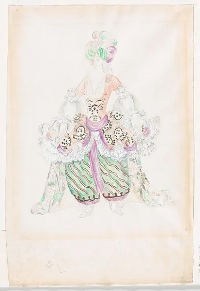 Costume Design for a Courtier for the Ballet 'Le Marriage d'Aurore' (Aurora's Wedding), premiered at the Théâtre national de l’Opéra, 1922 — Natalia Goncharova