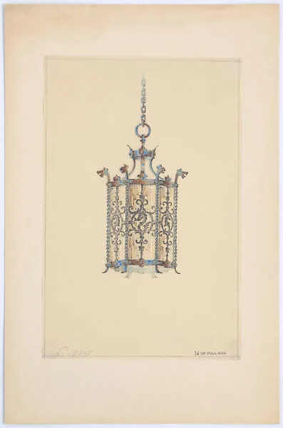 Design for hanging lantern — Louis C. Tiffany|Tiffany Studios|Tiffany Glass Company|Tiffany Glass and Decorating Company