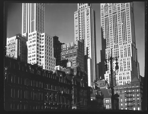 [Row of Town Houses on Park Avenue in Front of Midtown Skyscrapers, New York City]