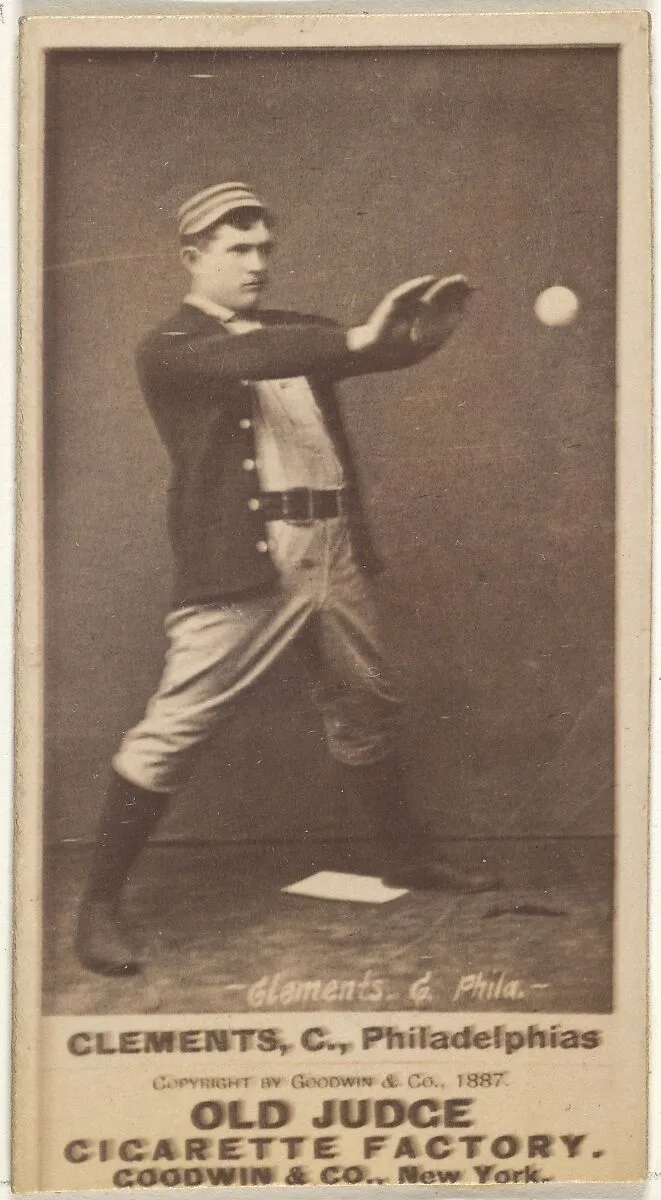John J. "Jack" Clements, Catcher, Philadelphia, from the Old Judge series (N172) for Old Judge Cigarettes — Goodwin & Company