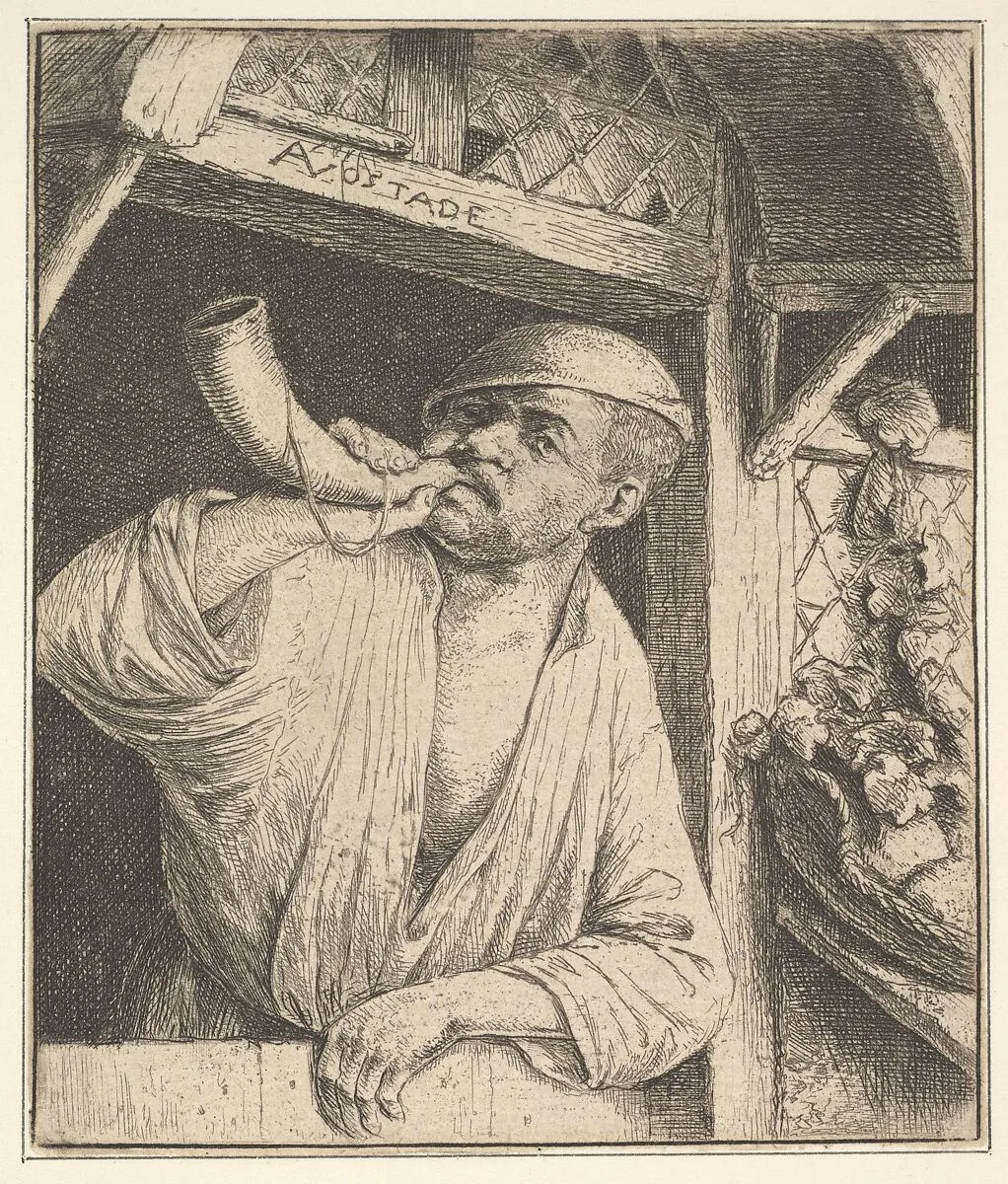 Baker Blowing Horn — Adriaen van Ostade
