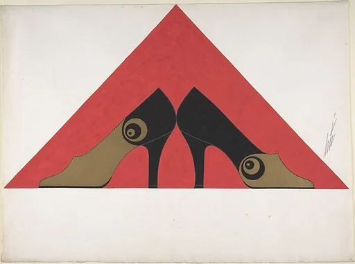 Pair of Black and Gold Pumps with a Concentric Circle Detail for Delman's Shoes, New York