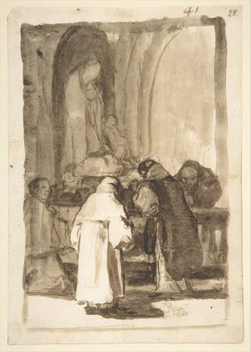 Figures inside a church; page 41 from the 'Images of Spain' Album (F)