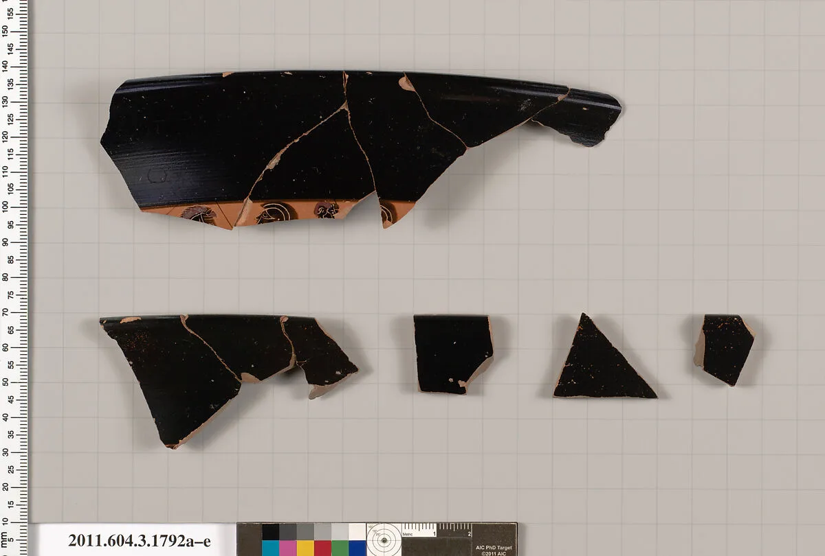 Terracotta fragments of a kylix: Band cup (drinking cup) — Unknown