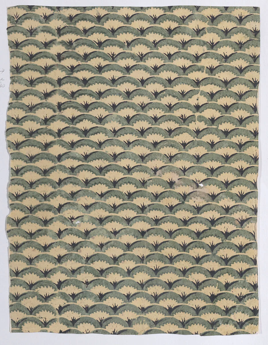 Sheet with overall curved abstract pattern — Anonymous