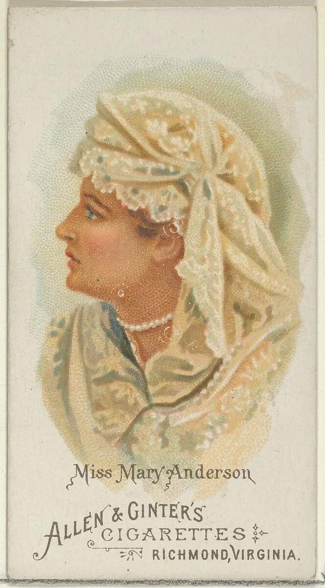 Miss Mary Anderson, from World's Beauties, Series 1 (N26) for Allen & Ginter Cigarettes — Allen & Ginter
