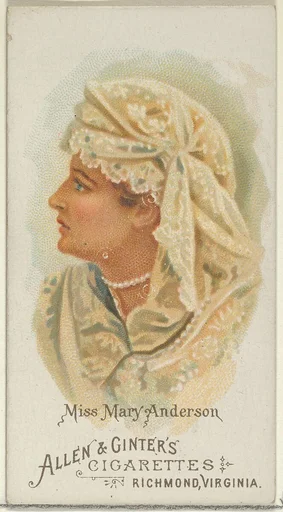 Miss Mary Anderson, from World's Beauties, Series 1 (N26) for Allen & Ginter Cigarettes