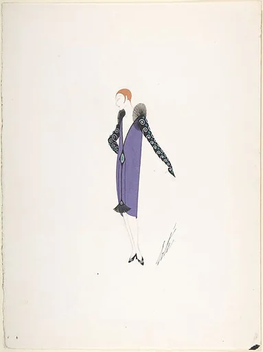 Design for Metallic Blue Evening Dress with Green and White Beads for "Manhattan Mary," Majestic Theater, New York