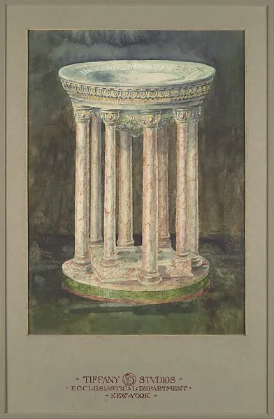 Design for a marble baptismal font — Louis C. Tiffany|Tiffany Studios