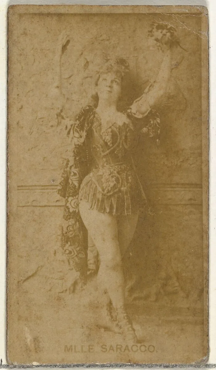 Mlle. Saracco, from the Actors and Actresses series (N145-8) issued by Duke Sons & Co. to promote Duke Cigarettes — W. Duke, Sons & Co.|American Tobacco Company