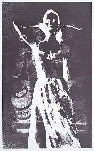 [Standing figures in long dress; No-cal soda bottles]
