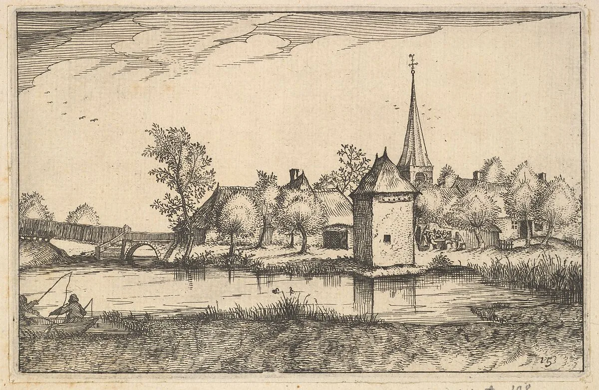 Pond and a Village, plate 15 from "Regiunculae et Villae Aliquot Ducatus Brabantiae" — Claes Jansz. Visscher|Claes Jansz. Visscher|The Master of the Small Landscapes
