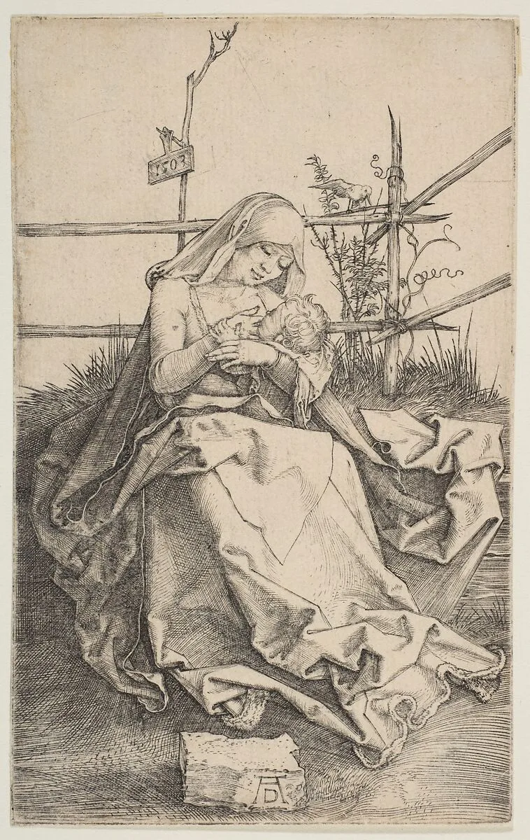 Virgin on a Grassy Bench — Albrecht Dürer