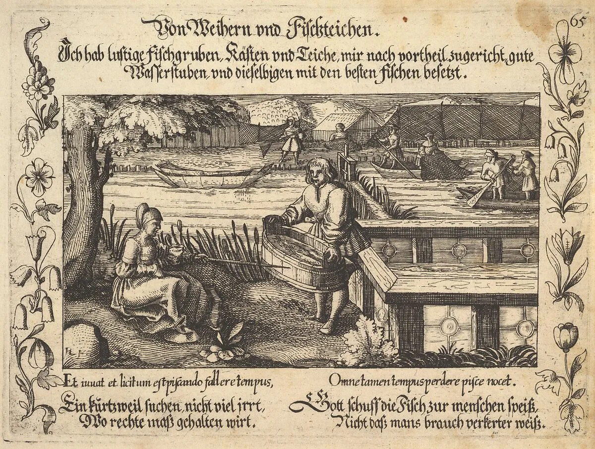 Von Weihern und Fischteichen, illustration from Petrarch, Glück und Unglück Spiegel, figure 65 — Balthasar Schwan