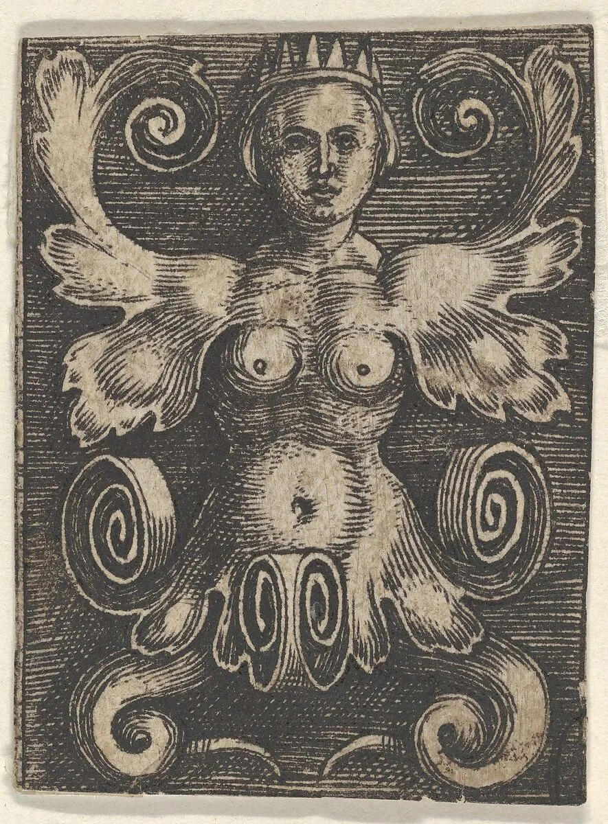 Vertical Panel with a Half-Length Female with Leaves as Arms — Jacob Binck