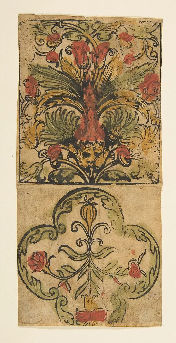Panel of ornament (Schr. 2006m) — Anonymous, German, 15th century