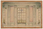 The Breakers: Elevation for panelled room with windows for Cornelius Vanderbilt II and family — Ogden Codman, Jr.|Ogden Codman, Jr.