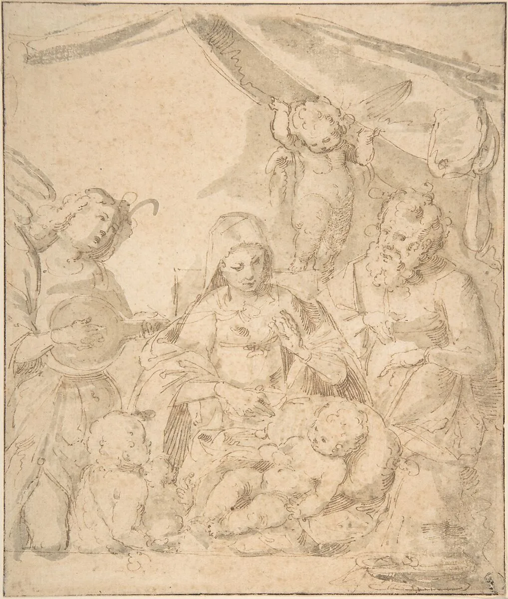 The Holy Family with Angels — Anonymous, Italian, 16th century