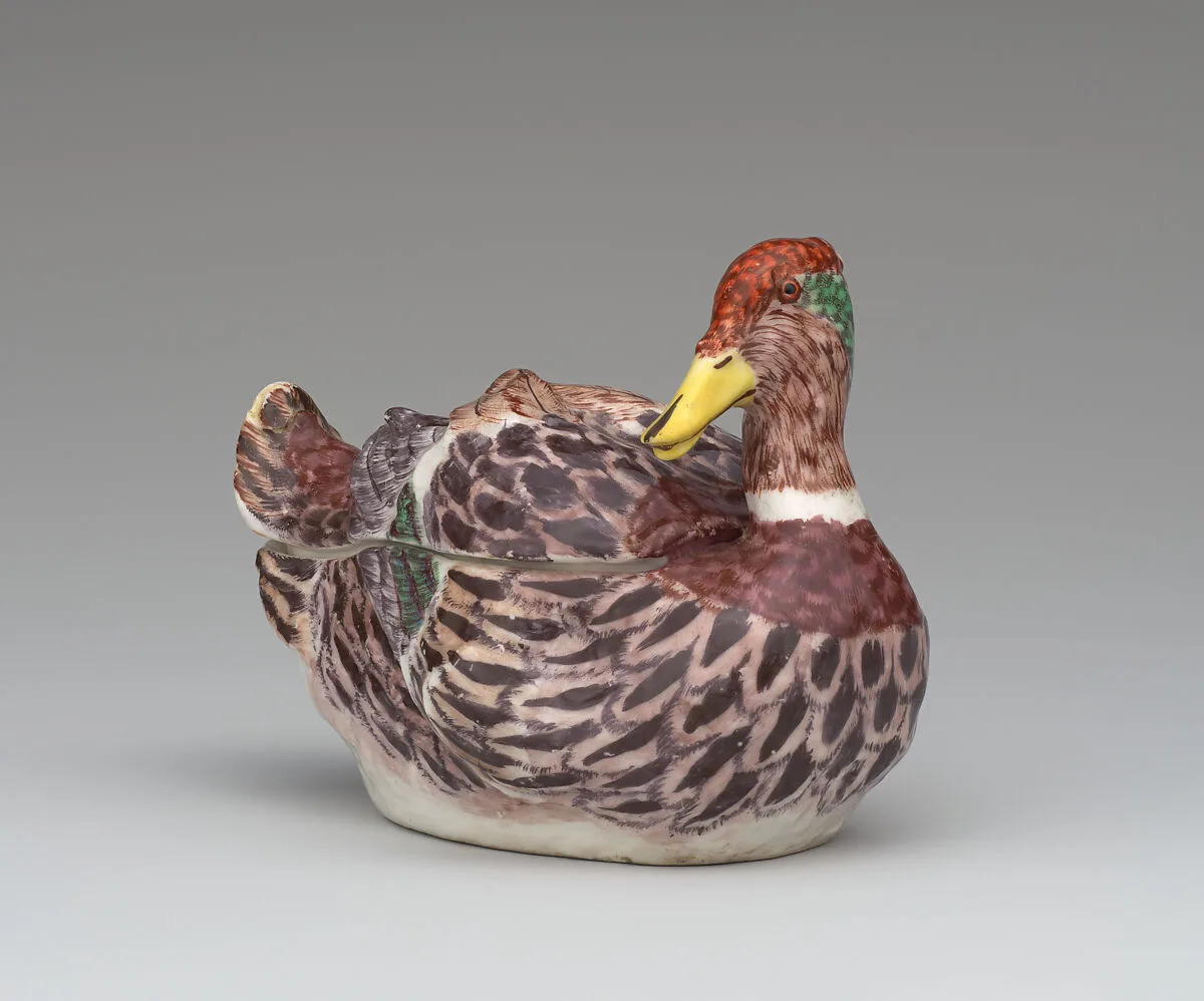 Miniature tureen in the form of a duck (one of a pair) — Bow Porcelain Factory