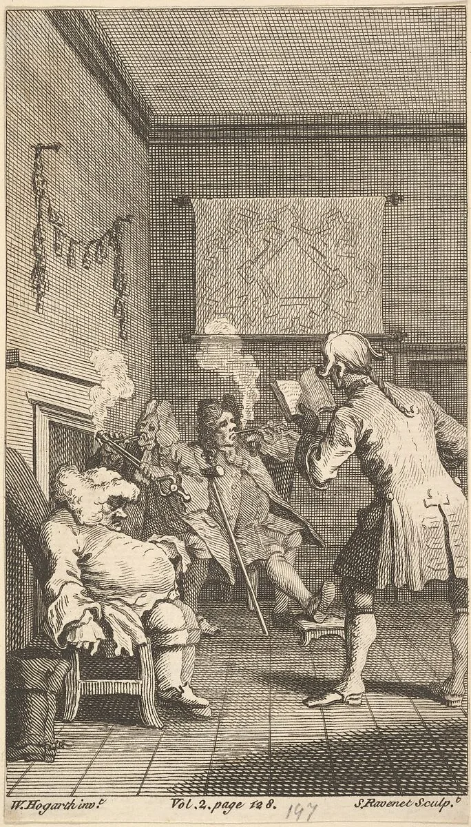 "Tristram Shandy," Frontispiece, Volume 1, — Simon Francis Ravenet, the elder|William Hogarth|Laurence Sterne