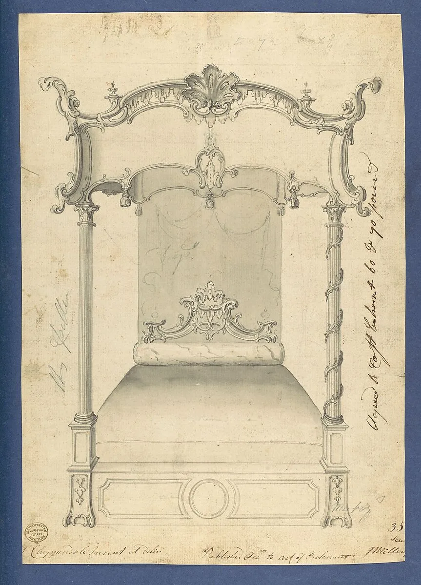 Bed, in Chippendale Drawings, Vol. I — Thomas Chippendale