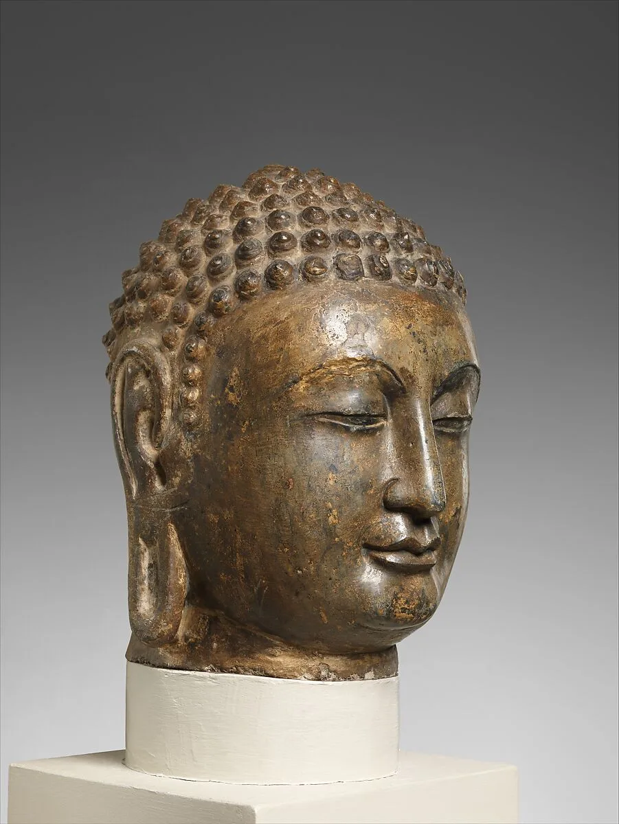 北齊 彩繪石雕佛頭像|Head of a Buddha — Unknown