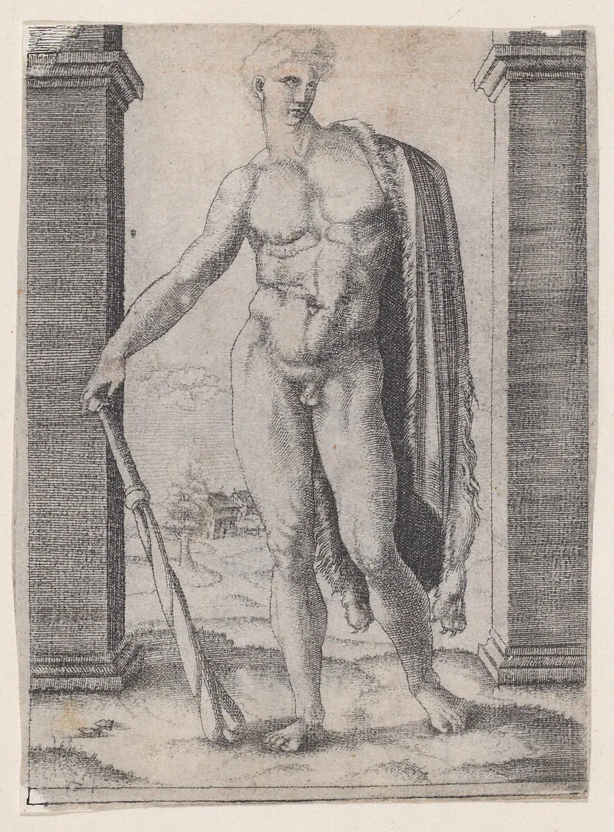 Young Hercules — Agostino Veneziano (Agostino dei Musi)|Baccio Bandinelli