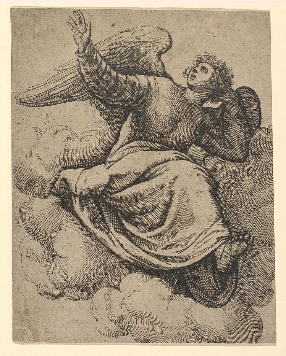 Angel Seated on a Cloud — Battista Franco
