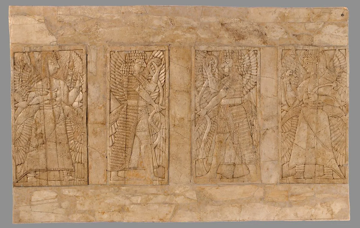 Chair back carved in relief — Unknown
