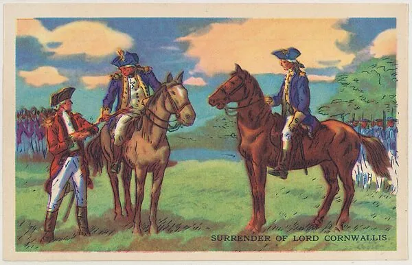 Surrender of Lord Cornwallis, bakery card from the Frontiers of Freedom series (D39-4), issued by the Gordon Bread Company — Gordon Bread Company