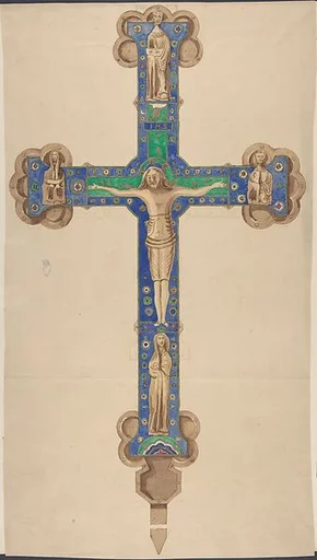 Liturgical Cross with Christ and Four Holy Figures