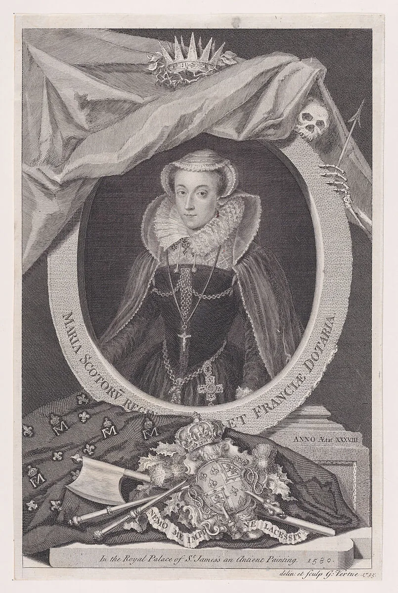 Maria Scotorv Regin et Franciae Dotaria, from "Heads of the Kings of England, and of several Famous Persons" — Mary, Queen of Scots|George Vertue|Paul de Rapin de Thoyras