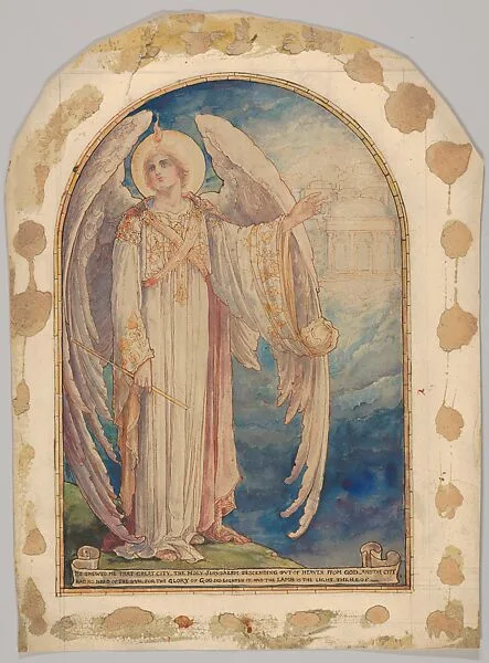 Angel Revealing a Vision of The New Jerusalem: Design for a Stained Glass Window, Saint Michael's Episcopal Church, New York — D. Maitland Armstrong|Helen Maitland Armstrong