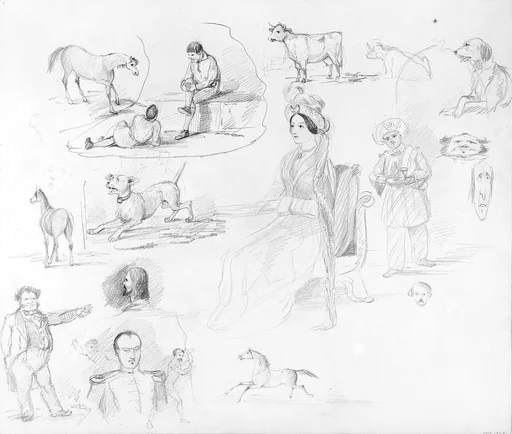 Figures and Animals Sketches (from Hosack Album)