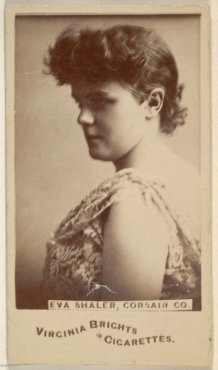 Eva Shaler, Corsair Co., from the Actors and Actresses series (N45, Type 6) for Virginia Brights Cigarettes — Allen & Ginter