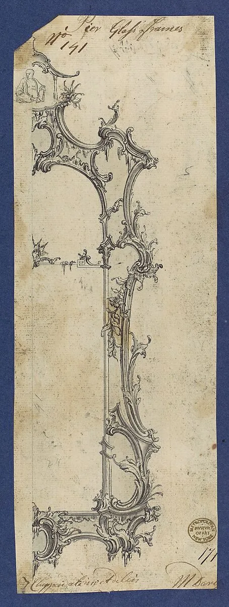 Pier Glass Frames, in Chippendale Drawings, Vol. I — Thomas Chippendale