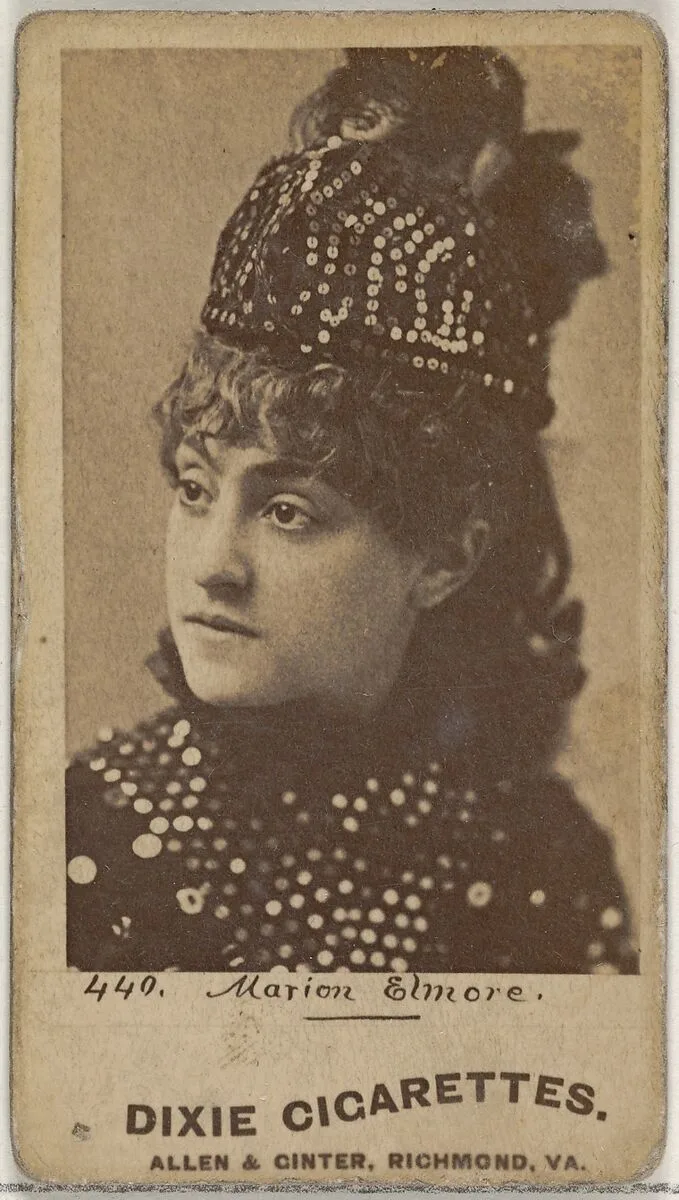 Card 440, Marion Elmore, from the Actors and Actresses series (N45, Type 7) for Dixie Cigarettes — Allen & Ginter