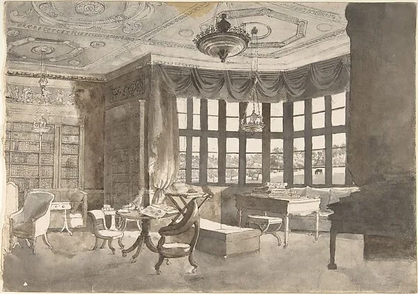 Interior of an English Country House Library — Anonymous, British, late 19th to early 20th century