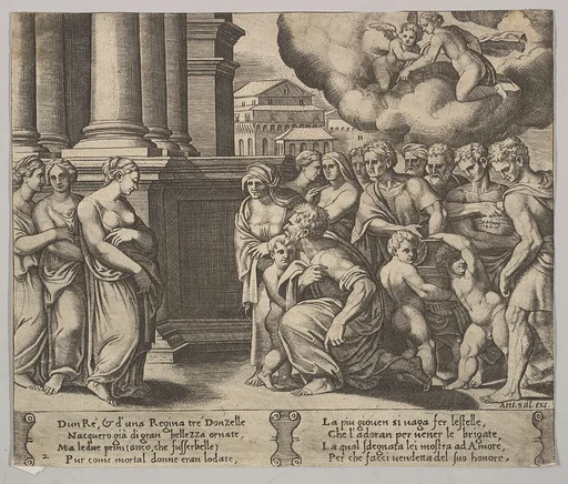 Plate 2: the people rendering divine honors to Psyche, from "The Fable of Psyche"